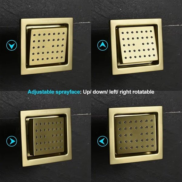 Cascada 4" Square (34-Nozzle) Body Spray Jet Shower - Features