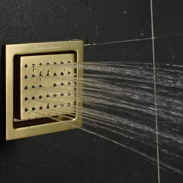 Cascada 4" Square (34-Nozzle) Body Spray Jet Shower - Lifestyle View