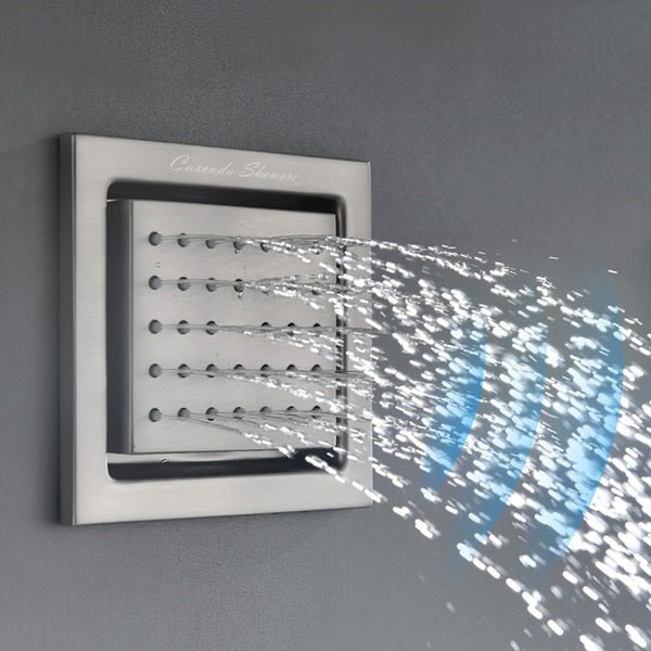 Cascada 4" Square (34-Nozzle) Body Spray Jet Shower - Close-Up