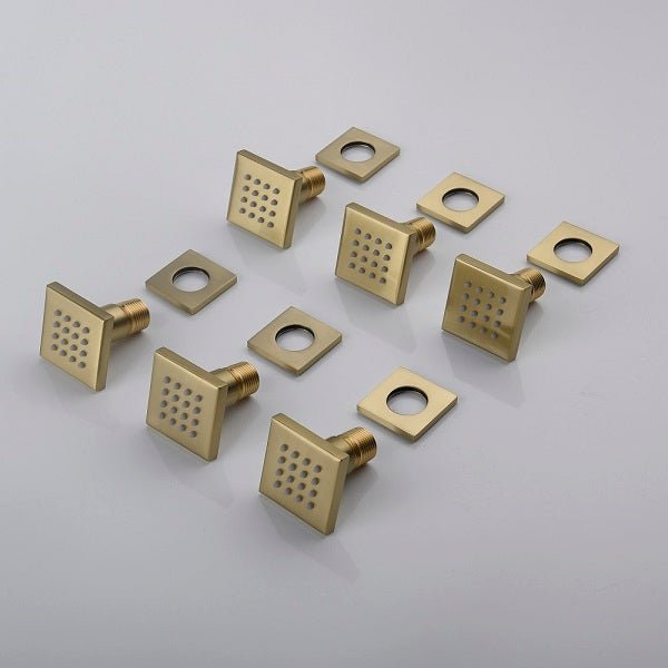 Cascada Annecy 12” Square Shower System - Brushed Gold - Close-Up