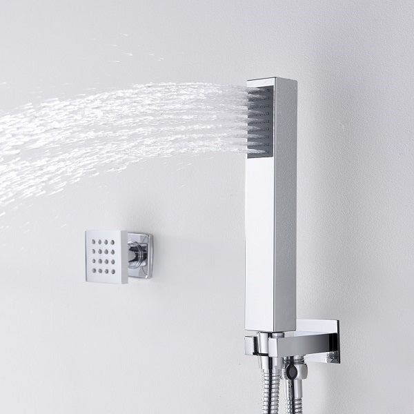 Cascada Annecy 12” Square Shower System - Polished Chrome - Close-Up