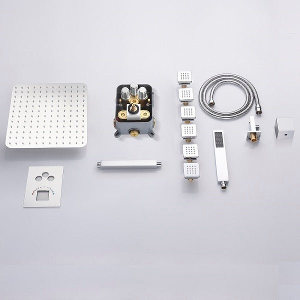 Cascada Annecy 12” Square Shower System - Polished Chrome - Dimensions