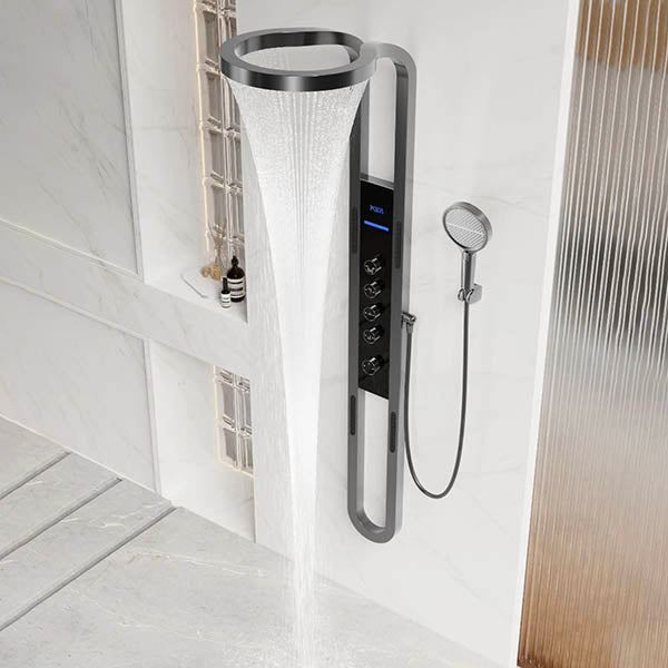 Cascada Aqualuxe 70" Multifunction Circular Digital Shower Panel System - Side View