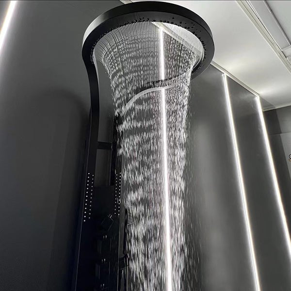 Cascada AquaTech Elite 80" Matte Black Circular Shower Panel System - View 9
