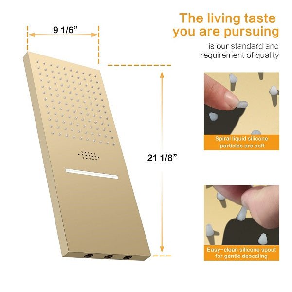 Cascada Aspen 9"x22" Brushed Gold LED Shower System - View 11