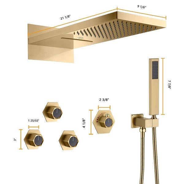 Cascada Aspen 9"x22" Brushed Gold LED Shower System - View 9
