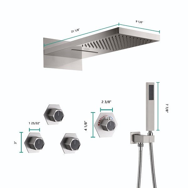 Cascada Aspen 9"x22" Brushed Nickel LED Shower System - View 9