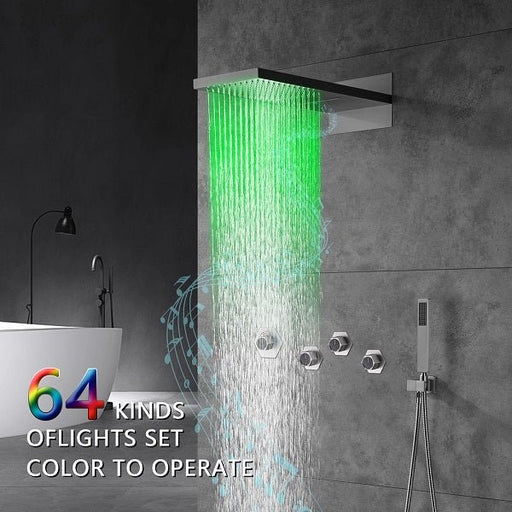 Cascada Aspen 9"x22" Brushed Nickel LED Shower System - Side View