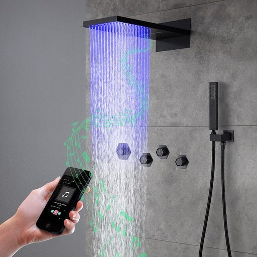 Cascada Aspen 9"x22" Matte Black LED Shower System
