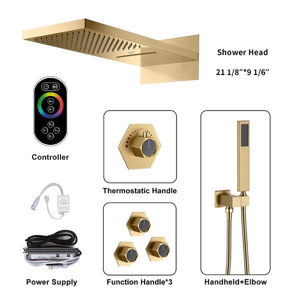 Cascada Aspen 9"x22" Music LED Shower System - Close-Up