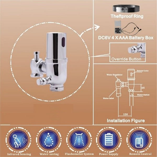 Cascada Automatic Sensor Operated Toilet Flusher Valve - Detail View