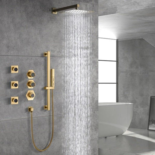 Cascada Barcelona 12" Brushed Gold Rain Shower Set