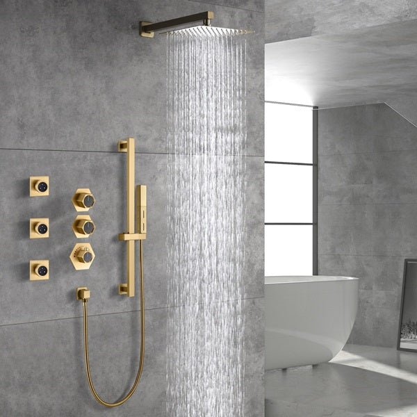 Cascada Barcelona 12" Brushed Gold Rain Shower Set