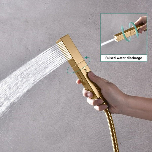 Cascada Barcelona 12" Brushed Gold Rain Shower Set - Side View