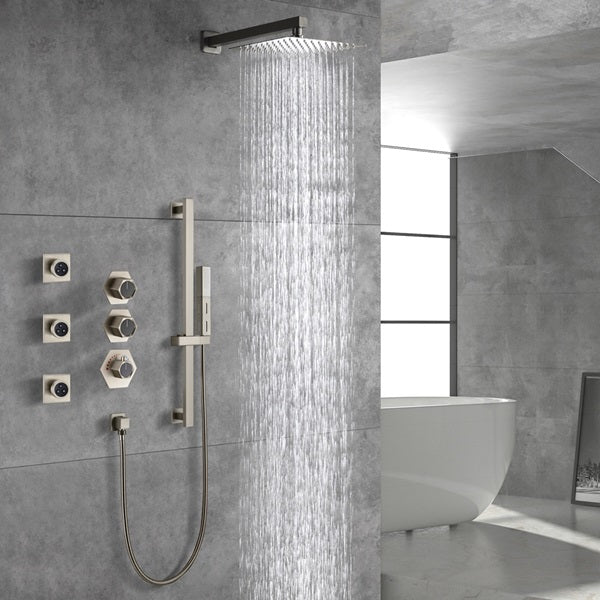 Cascada Barcelona 12" Brushed Nickel Rain Shower Set