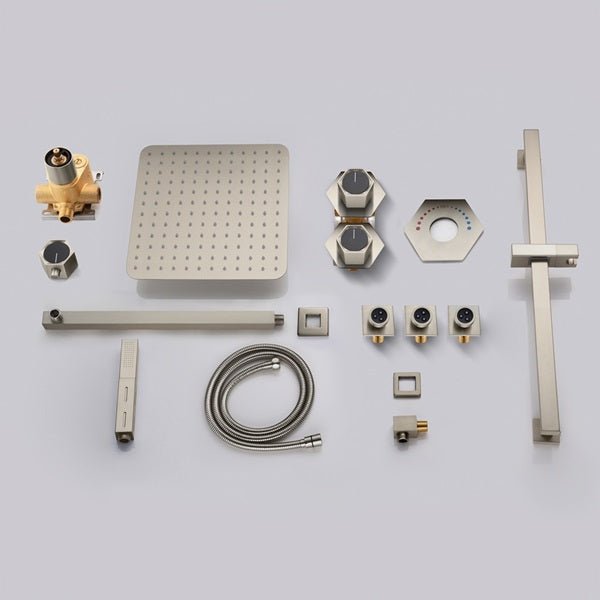 Cascada Barcelona 12" Brushed Nickel Rain Shower Set - Lifestyle View