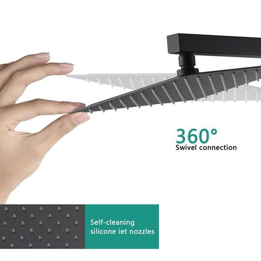 Cascada Barcelona 12" Matte Black Rain Shower Set - Side View