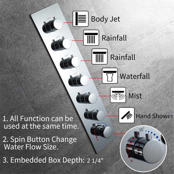 Cascada Bellagio 22" LED Music Dual Rainfall Shower System - View 27
