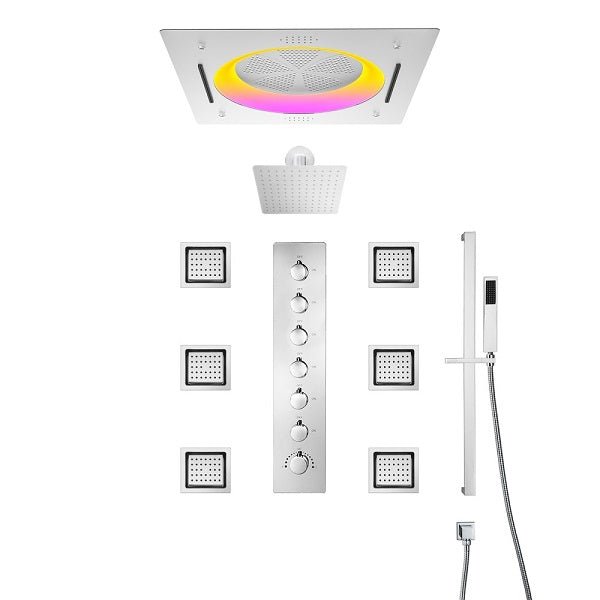 Cascada Bellagio 22" LED Music Dual Rainfall Shower System - View 26