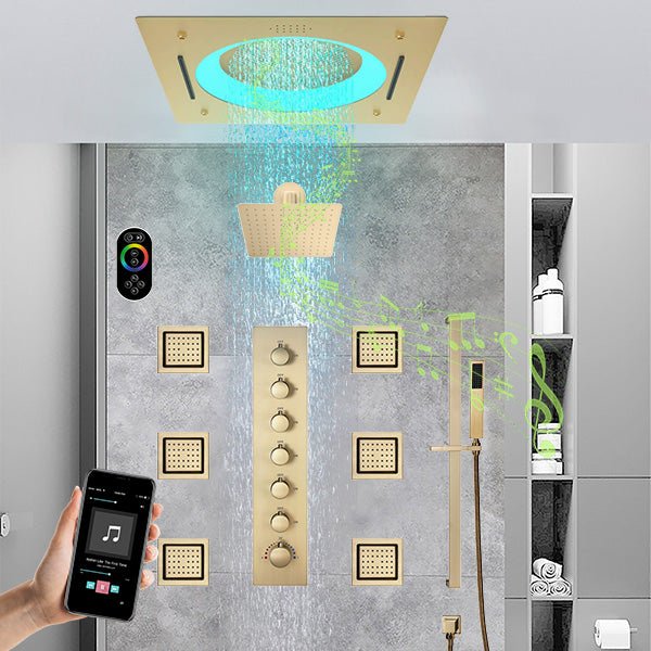 Cascada Bellagio 22" LED Music Dual Rainfall Shower System - View 30
