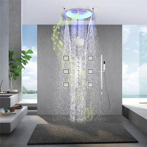 Cascada Bellagio 22" LED Music Dual Rainfall Shower System - Side View