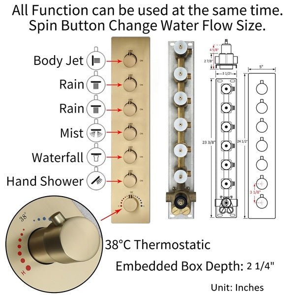 Cascada Bellagio 22" LED Music Dual Rainfall Shower System - View 20