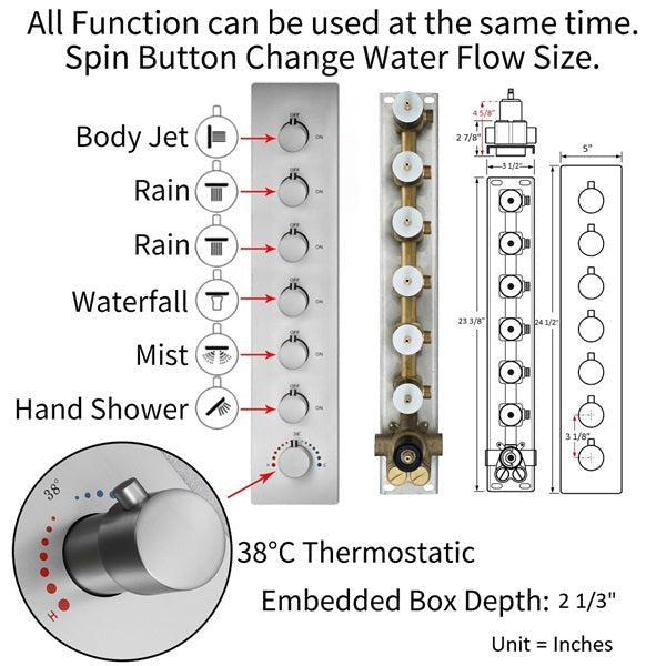 Cascada Bellagio 22" LED Music Dual Rainfall Shower System - View 15