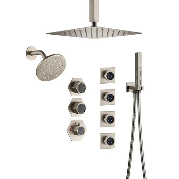 Cascada Bilbao 16" Brushed Nickel Dual Shower Head System - Dimensions