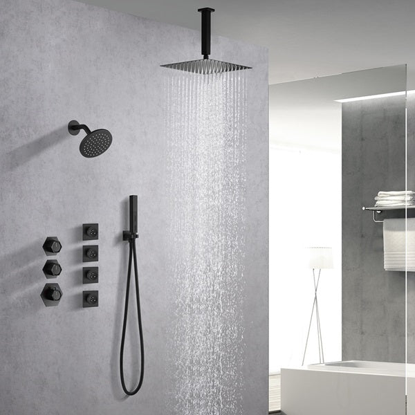 Cascada Bilbao 16" Matte Black Dual Shower Head System