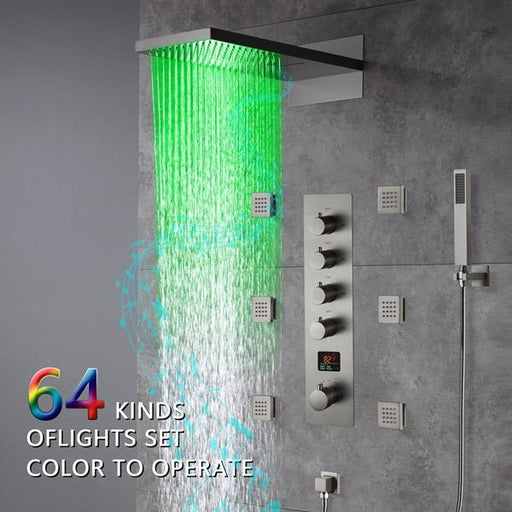 Cascada Bologna 9"x22" Bluetooth LED Digital Shower System - Side View