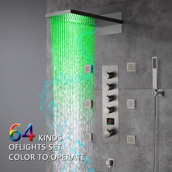 Cascada Bologna 9"x22" Bluetooth LED Digital Shower System - Side View