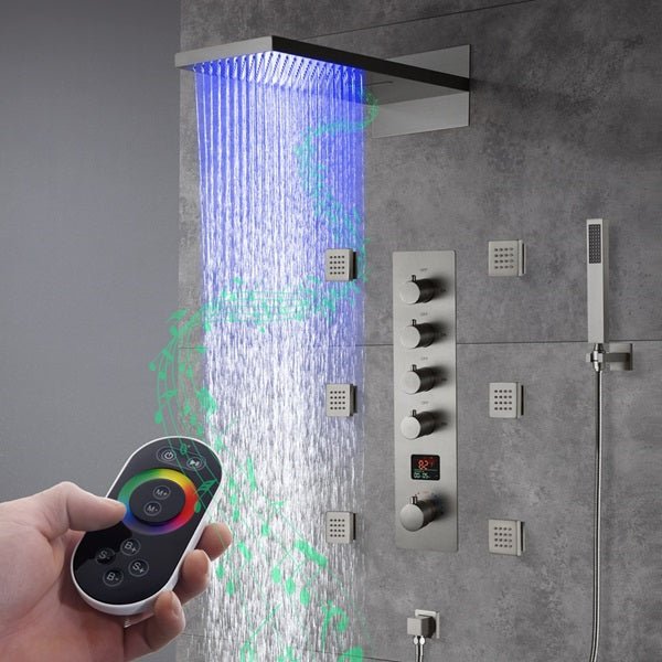 Cascada Bologna 9"x22" Bluetooth LED Digital Shower System - Features