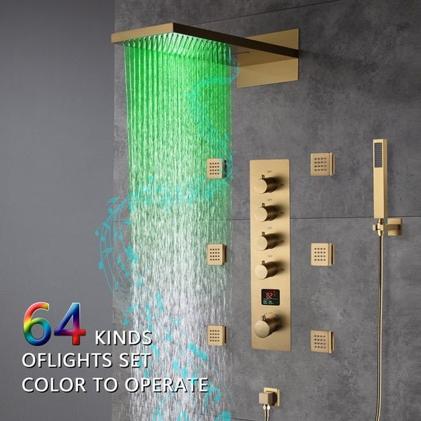 Cascada Bologna 9"x22" Digital LED Music Shower System - Side View