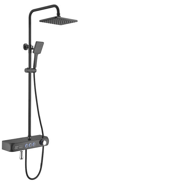 Cascada Caesar 8" Matte Black Thermostatic Digital Shower Faucet System - Lifestyle View