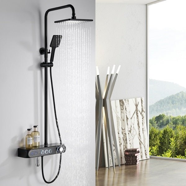 Cascada Caesar 8" Matte Black Thermostatic Digital Shower Faucet System - Features