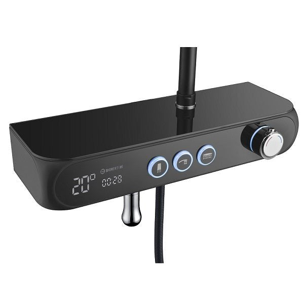 Cascada Caesar 8" Matte Black Thermostatic Digital Shower Faucet System - Dimensions