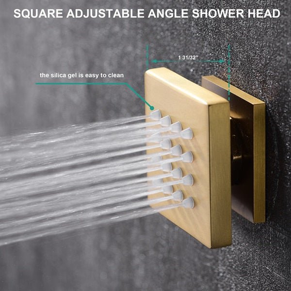 Cascada Camellia 12" Brushed Gold Shower System - Dimensions