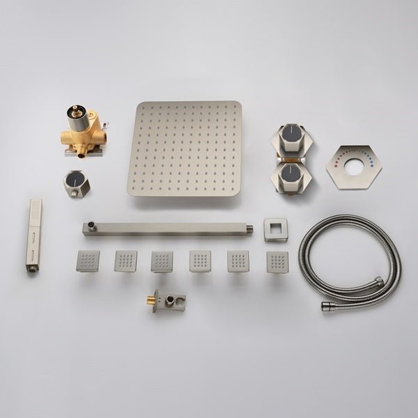 Cascada Camellia 12" Brushed Nickel Shower System - Close-Up