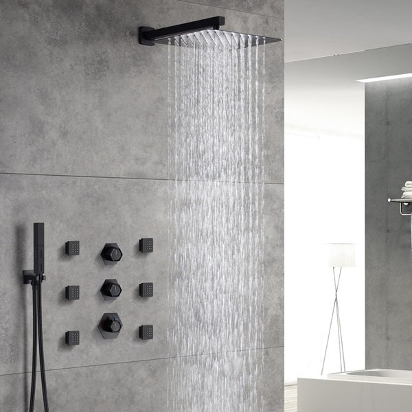 Cascada Camellia 12" Matte Black Shower System