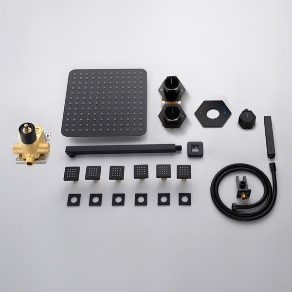 Cascada Camellia 12" Matte Black Shower System - Close-Up
