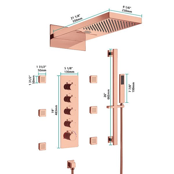 Cascada Capri 9"x22” Music LED Shower System - View 9