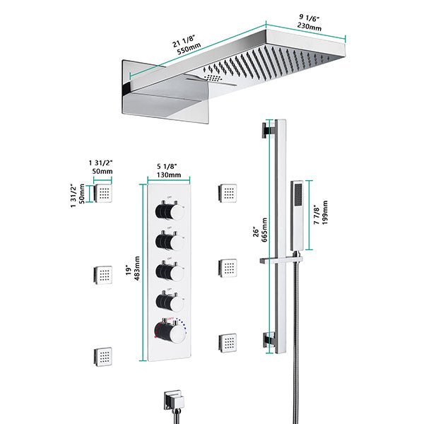 Cascada Capri 9"x22” Music LED Shower System: The Smart Way to Shower - Installation View