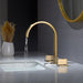 Cascada Brushed Gold Waterfall Sink Faucet with Dual Square Handles