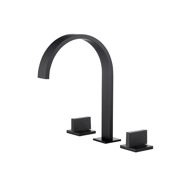 Cascada Matte Black Waterfall Bathroom Sink Faucet with Dual Square Knobs - Features