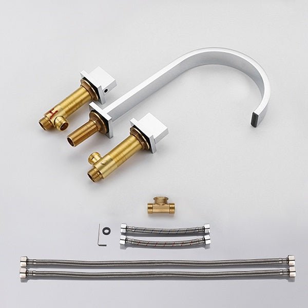 Cascada Polished Chrome Waterfall Bathroom Faucet with Dual Square Knobs - Detail View