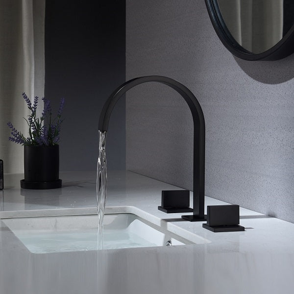 Cascada Classic Waterfall Bathroom Sink Faucet with Dual Square Knobs - Detail View