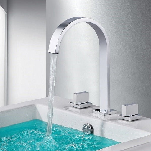 Cascada Polished Chrome Waterfall Bathroom Faucet with Dual Square Knobs