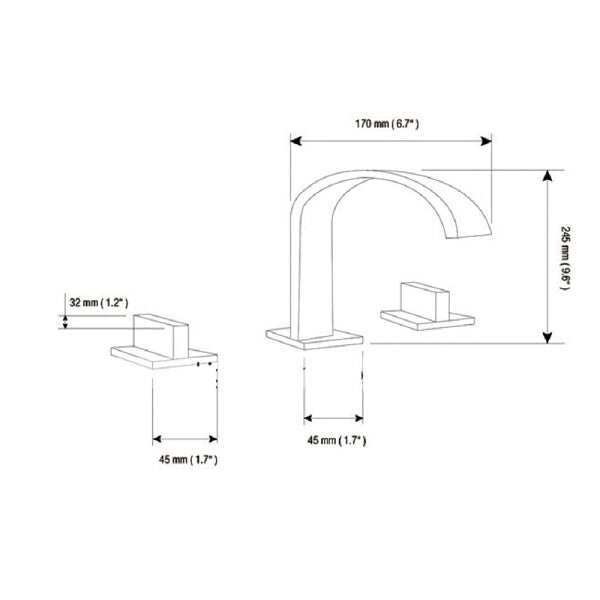 Cascada Matte Black Waterfall Bathroom Sink Faucet with Dual Square Knobs - Close-Up