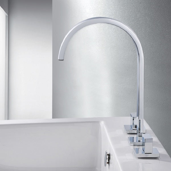 Cascada Polished Chrome Waterfall Bathroom Faucet with Dual Square Knobs - View 12
