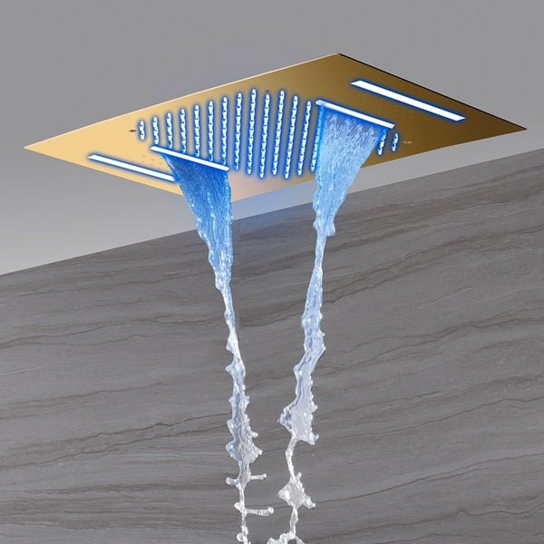 Cascada Cortona 15"x23" Multi-Function Ceiling Rainfall & Waterfall Music Showerhead Shower Head - Lifestyle View